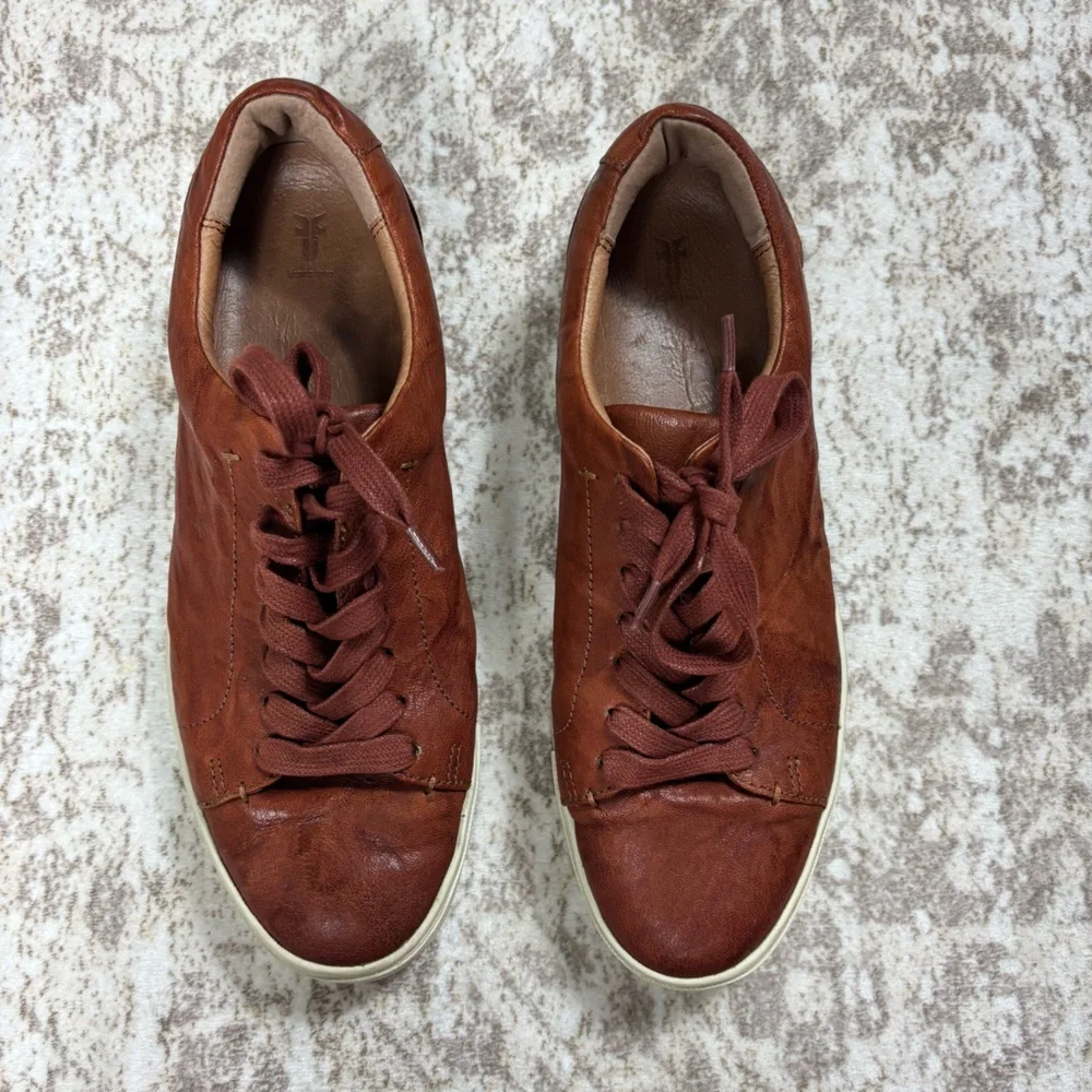 Frye Ivy Low‎ Lace Sneaker Size 9 Cognac